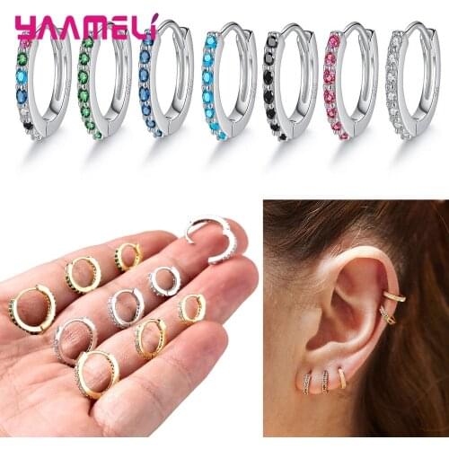 925 Sterling Silver Luxury Crystal Hoop Earrings For Women Girls Wedding Engagement Fashion Jewelry 2021 Trend Wholesale