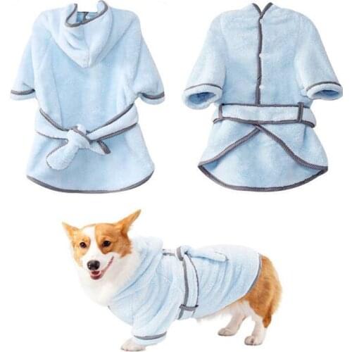 Microfiber Dog Bathrobe Bath Drying Towel White Absorbent Hoodie Soft Sleeping Clothing Nightwear Pet Accessories