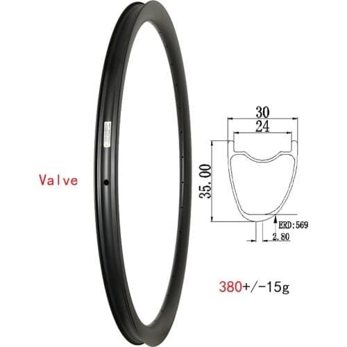 380g Tapeless Road Disc 35mm Deep 700C Carbon Rims Clincher Tubeless 30mm Wide Hookless Gravel Bicycle Hoop 20H 21H 24H 28H 32H