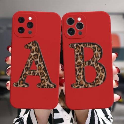English Initial Alphabet Letter Leopard Pattern Case For iPhone 11 12 Pro Max X XR XS 7 8 Plus Mini Matte Soft Silicone Cover