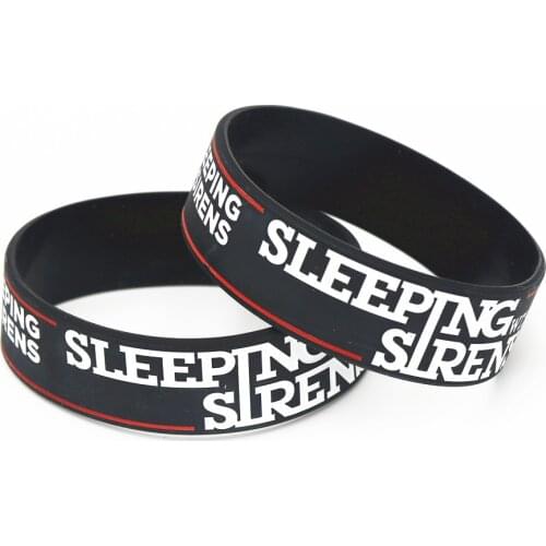 1PC Black Sleeping With Sirens Band Silicone Bracelets&Bangles Wide Tendy Popular Silicone Wristband Classic Band Gifts SH197