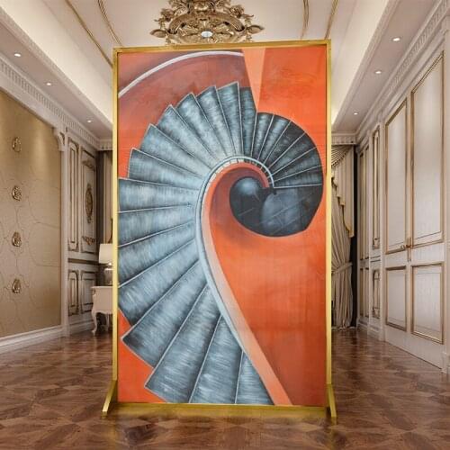 European-American art screen partition living room entrance, abstract light luxury space sense mobile screen