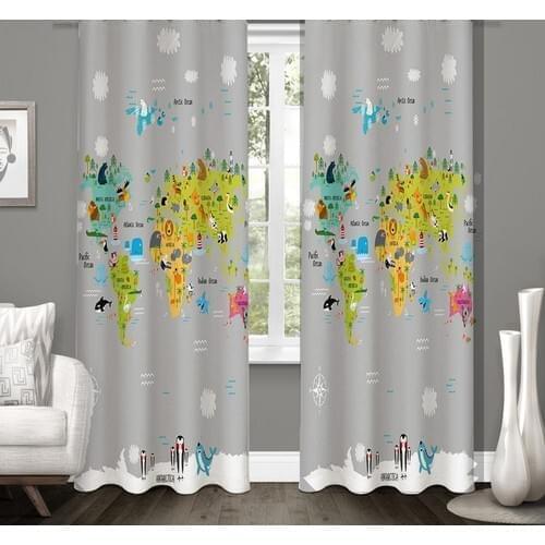 Carnival World Map Backdrop Curtain-Double Wing