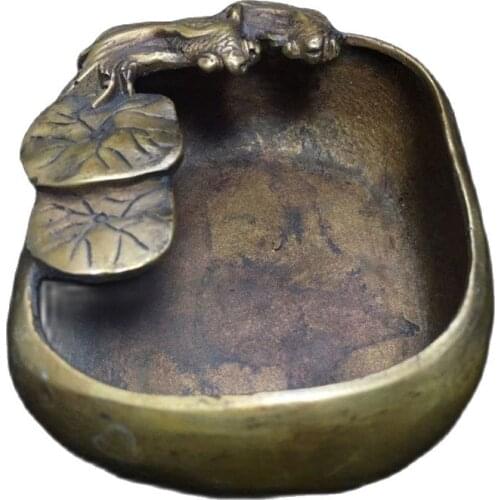 Chinese Old Copper Collection Pure Copper Square ashtray