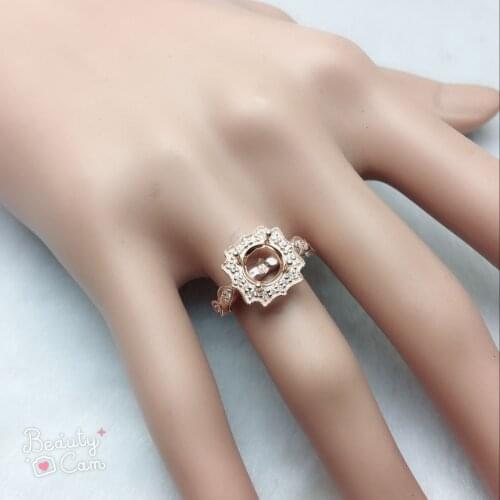 Round 7 mm Solid 14K Rose Gold Natural Diamond Semi Mount Ring R502