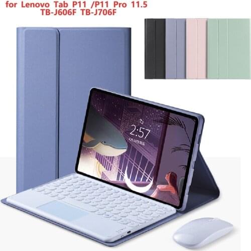 Magnetic Case For Lenovo Tab P11 TB-J606/ Tab P11 Pro TB-J706 Tablet Cover With Round Touchpad Bluetooth Keyboard Coque Funda