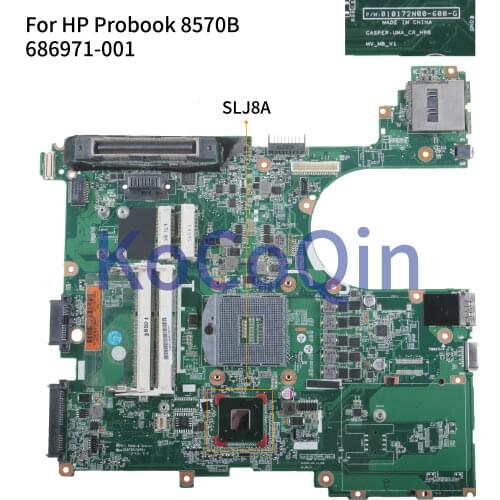 KoCoQin Laptop motherboard For HP Probook 6570B 8570P Mainboard 686971-001 686971-601 010172N00 SLJ8A