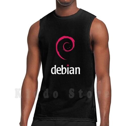 Debian tank tops vest 100% Cotton Linux Debian Black Swirl Gnu Geek Logo Distro Programming Hacker Ubuntu Raspberry Pi