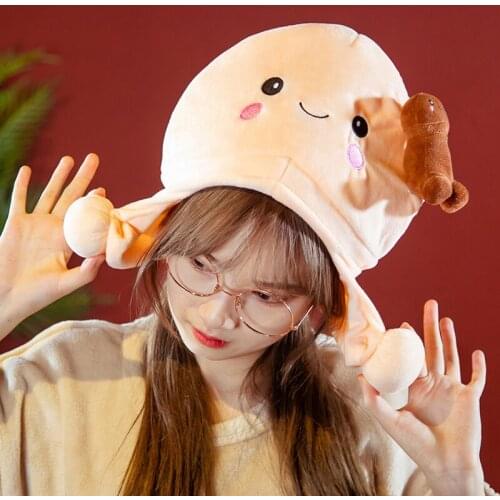 Kawaii Girls Party Gift Penis Shaped Hat Creative Sexy Toys Cartoon Warm Winter Adult Doll Women Indoor Household