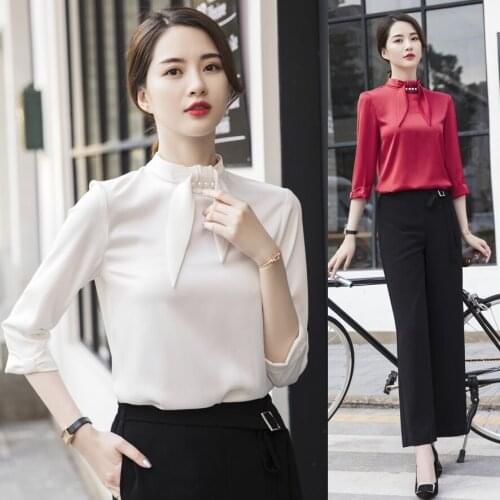 Fashion Women Work Blouses & Shirts Half Sleeve Shirts Ladies 2 Piece Pant and Tops Set White Summer Pantsuits