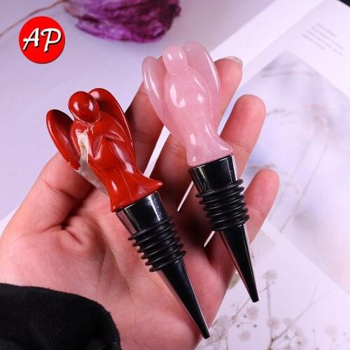 Natural Crystal 2inch Angel Red Wine Stopper Home Wine Collection Vacuum Seale Reusable Wedding Favor Gifts Champagne Party