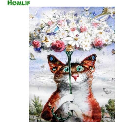 Crafts diamond painting diy Cat and flower cross stitch diamond embroidery butterfly set needlework diamond painting Colored cat