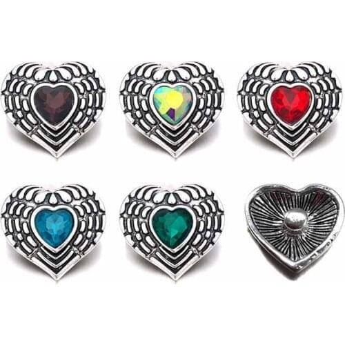 Heart w426 3D 18mm 20mm metal snap button for Bracelet Necklace Interchangeable Jewelry Women accessorie findings