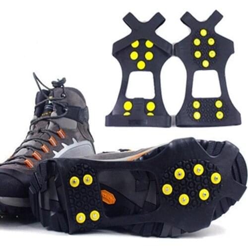 Outdoor Tools 10 Studs Anti-Skid Snow Ice Climbing Shoe Spikes Grips Crampons Cleats Overshoes crampons spike shoes crampon