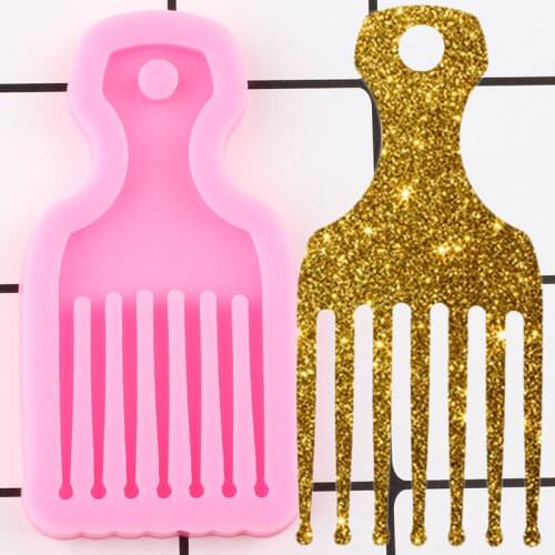 Shiny Comb Silicone Mold Epoxy Resin Keychain Molds Necklace Charms Making Jewelry Mould Polymer Clay Pendant Handmade Charms