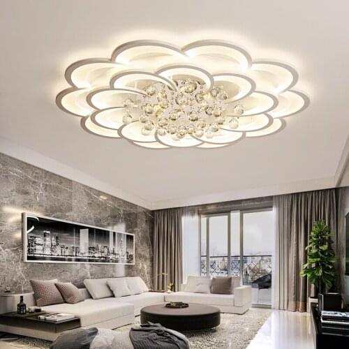 Nordic Crystal Ceiling Light Flower White Acrylic Ceiling Lamp Chandelier Bedroom Lighting Fixtures Living Room Decoration