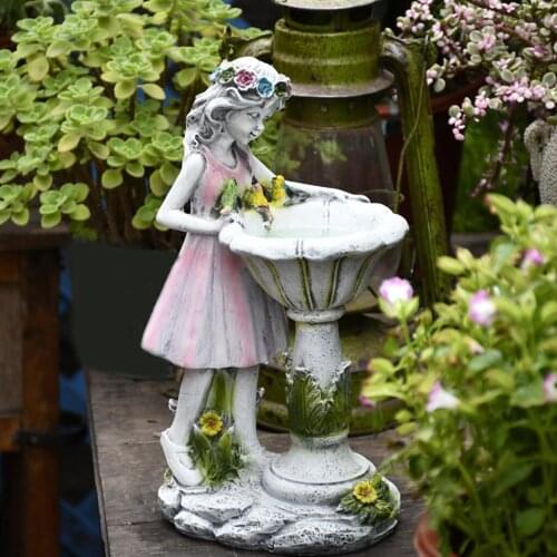 Resin Girls Fairy Figure Sculpture Ornaments Home Outdoor Garden Statue Solar Figurines Decor for Yard Lawn Patio Decorations