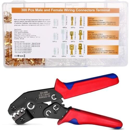 SN-48B superseal tool 600 pcs 2.8/4.8/6.3 plug terminal crimping pliers tool wire 0.5-1.5mm2 AWG 20-15 Wire Terminal Crimp kit