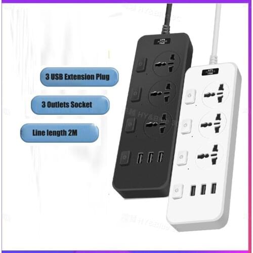 Power Strip 2.1A Fast Charging 3 USB Extension Socket Plug 3 Outlets Socket Adapter US UK EU AU Power strip