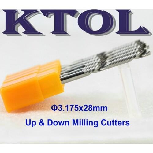 UP and DOWN Cutting Tool 3.175x28mm 1 Flute CNC Mill Cutter Woodworking Router Bits,5pc AAA Tungsten Carbide End Mill Cutter Set