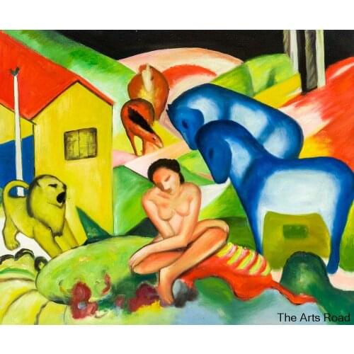 High Quality Abstract Art Oil Painting The Dream by Franz Marc Famous Artwork Hand Painted Free Shipping