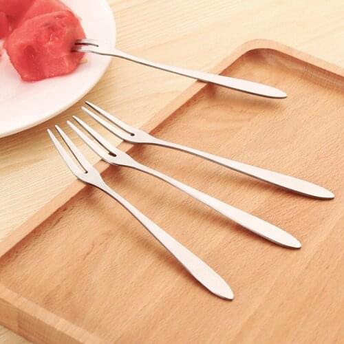 1PCS Fruit Fork Stainless Steel Two-toothed Fork Cake Fork Western Small Fork Multifunctional Household Kitchen Accessories
