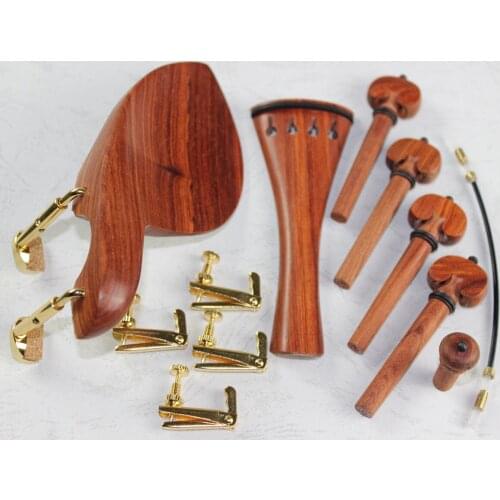 1 Set New Rosewood 4/4 Violin Parts Chinrest & Golden Clamps endpin Tuners