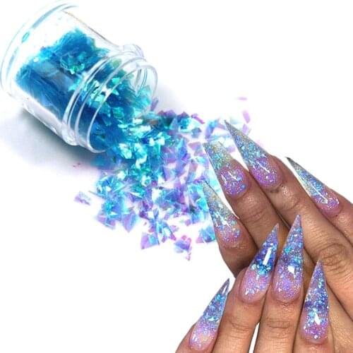 1 box of holographic glass glitter powder nail flash fragments irregular flash pieces candy aurora illusion nail art decoration