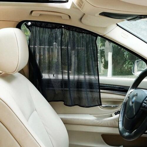 1Pair Auto Car Protection Window Curtain Sun Shade With Suction Cup Black Universal Car Sunshade Sunscreen Block Curtain