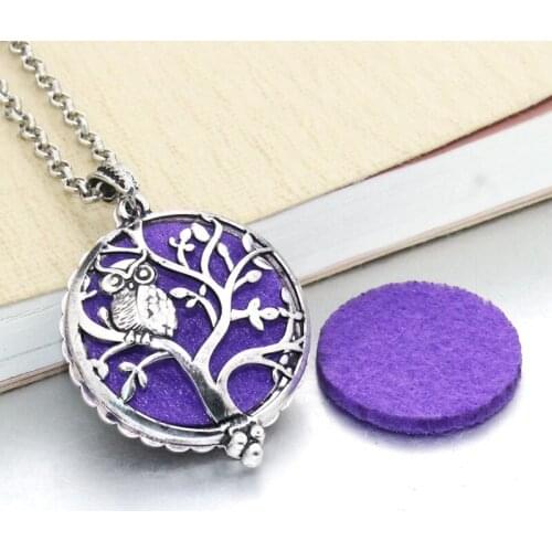 1pc Aroma Open Antique Vintage Locket Pendant Perfume Essential Oil Aromatherapy Diffuser Necklace owl Necklace