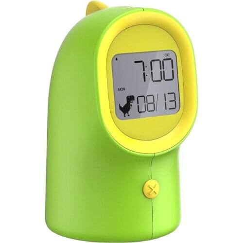 12/24 Hours Children Dinosaur Speaking Alarm Clock ,Night Light Brightness Weekend Mode Snooze Clocks With Battery Power