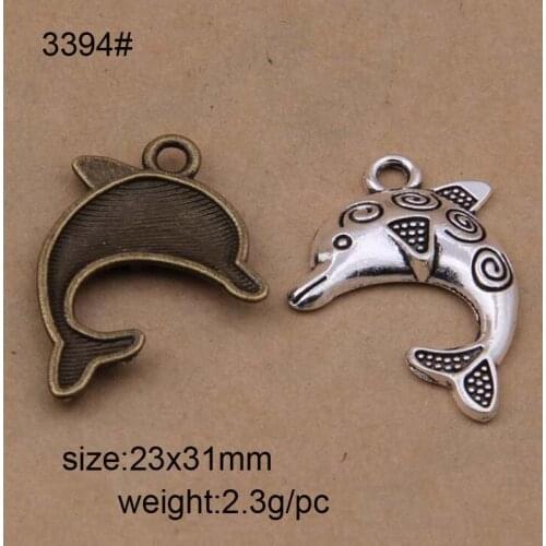 20PCS 23x31MM Vintage Plated Alloy Dolphin Charms High Quality Diy Jewelry Accessories
