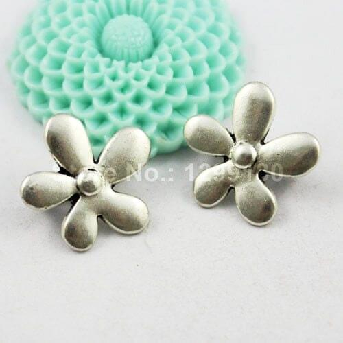 20pcs Fashion Flower Slider for Bracelet Necklace Watch Chain Beads DIY Making Accessories 3 holes 20x20mm Hole:3mm K00911
