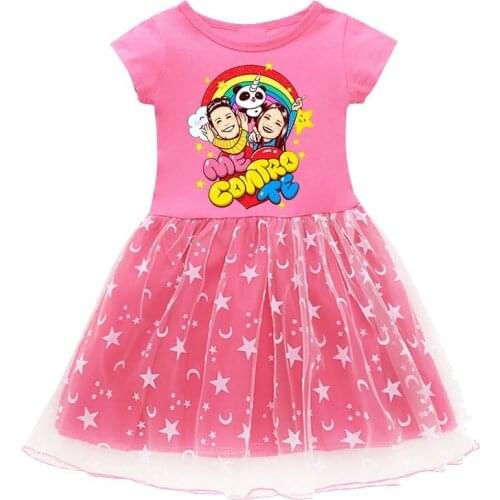 2021 me contro te Cartoon Christmas Dress Stars moon Girl Princess Costume As a Casual Toddler Girl Dresses Birthday Clothing