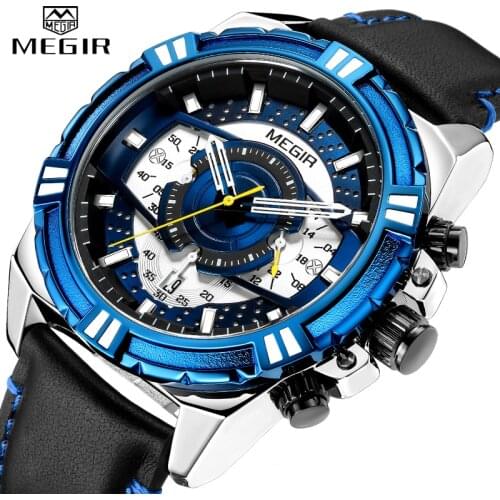 2021 New Mens Watches MEGIR Military Analog Watch Men Fashion Sport Chronograph Quartz Male Clock Relogio Masculino Waterproof