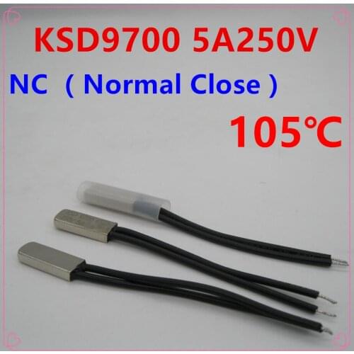 5pcs/lot KSD9700 5A250V 105 Degree Celsius (N.C.) Normal Close Temperature Switch Thermostat Thermal Protector