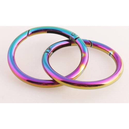 50mm Rainbow Spring Gate Ring 50MM Spring Ring Buckles Webbing Purse Bag O Ring Openable Keyring Leather