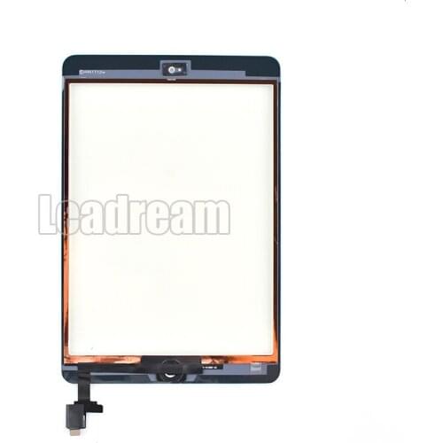 50pcs/lot Free DHL Touch Screen Glass Panel Digitizer With IC Connector+ Home Button +Camera holder for iPad Mini