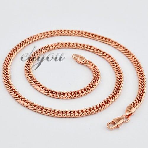 Free Shipping New 5mm Fashion Jewelry Mens Womens Double Curb Cuban Chain Rose Gold Color Necklace Gold Jewellery DJN126