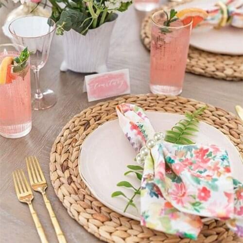 C5AD 12Pcs/Set Imitation Pearl Beaded Napkin Rings Jewelry Serviette Buckle Holder for Wedding Dinner Parties Christmas Table