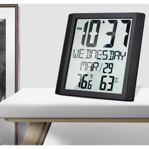 Digital Clock Large Screen Display Easy to Read Temperature Humidity Gauge Calendar Reminders for Home Office