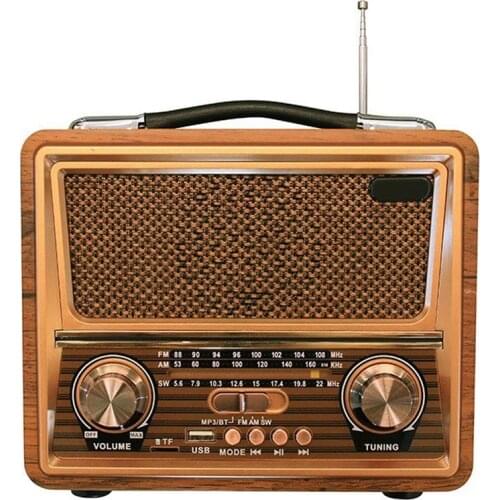 Wooden Retro Radio, AM SW FM Radio, Wireless Bluetooth Speaker, Mini Bass Audio Outside Loud Volume For Home, Office