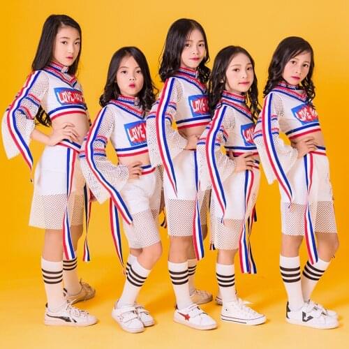 Kids Jazz Dancing Clothes Hip Hop Girls Tops Shorts Cheerlead Performance Festival Rave Street Modern Stage Show Costume BI835