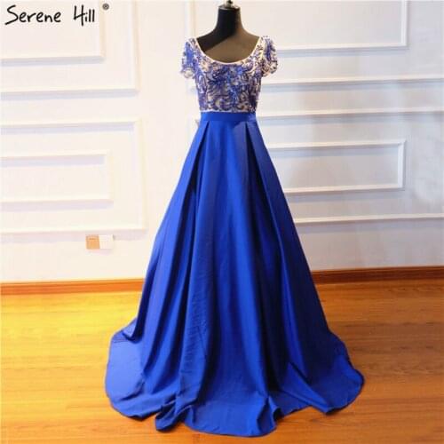 Long Arabic Turkish Royal Blue Formal Evening Prom Party Gown Dress Abiye Gowns Dresses Avondjurken Gala Jurken 2020 BLA6509
