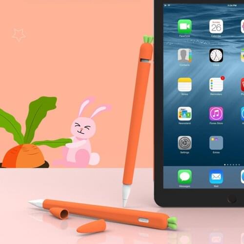 For IPad Apple Pencil 1 2 Carrot Kawaii Soft Rubber Case Accessories Cover Cute Holder Grip Sleeve Touch Pen Stylus Case