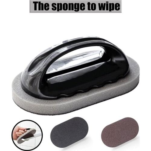 Emery Sponge Kitchen Pot Brush Sink Scrubber Cleaning Sponge with Handle Scouring Pads for Rust Stone Pan TS2