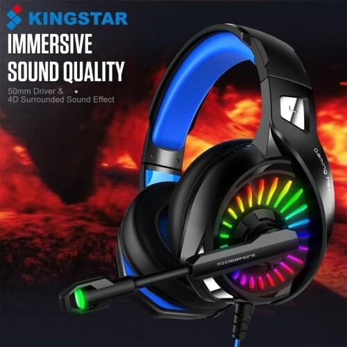 KINGSTAR Gaming Headphones With Microphone 4D Stereo Sound Wired Earphone RGB Light Gamer Headset For Xbox One Computer PS4 Game