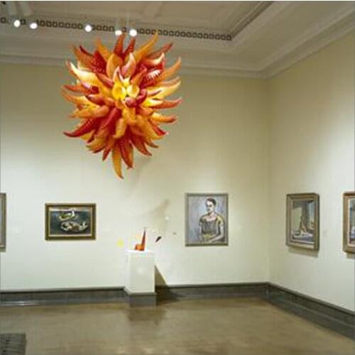 Personal Circle Crystal Blown Murano Glass Ceiling Lights Chihuly Style Chain Chandelier Lighting ans Pendant Lamps