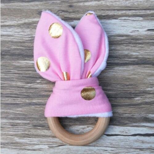 2021 Cute Baby Teething Ring Teether Natural Wood Circle With Fabric Wooden Teething Training Sensory Newborns Toys Rattle