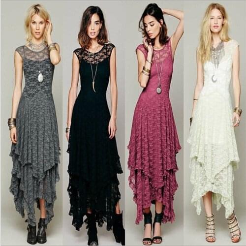 Cosplay Steampunk Style Woman Medieval Solid Color Lace Skirt Fashion Lace Trim High Dress Retro Victorian Gothic Dresses